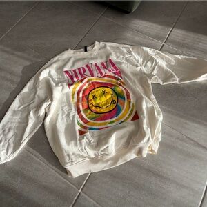 NIRVANA White Sweater with Multicolor Graphic
